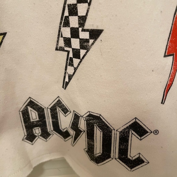 AC/DC Cropped Grayson Threads Crewneck Sweatshirt XL Rolled hem lightning bolts - Picture 2 of 8